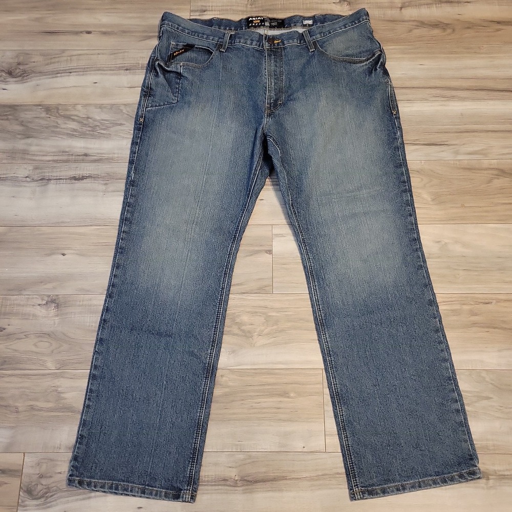 Ariat M4 Jeans Mens 40x32 Blue Relaxed Boot Rebar Distressed Denim Workwear